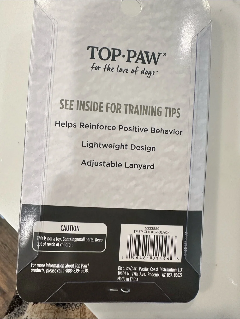 Top Paw Clicker and Lanyard - Black